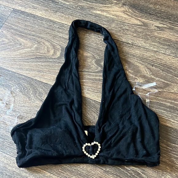 New Pink Heart Crop Halter Top - Picture 2 of 6